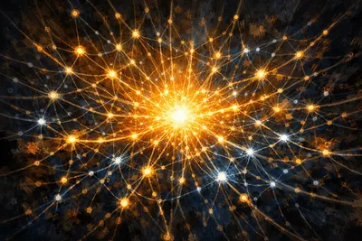 Editorial illustration of an AI neural network expanding outward from a central core, representing the buildout of artificial intelligence infrastructure